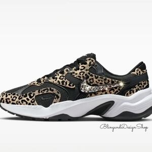 Bling Nike AL 8 Women's Leopard Print Sneakers Shoes Customized with Crystals